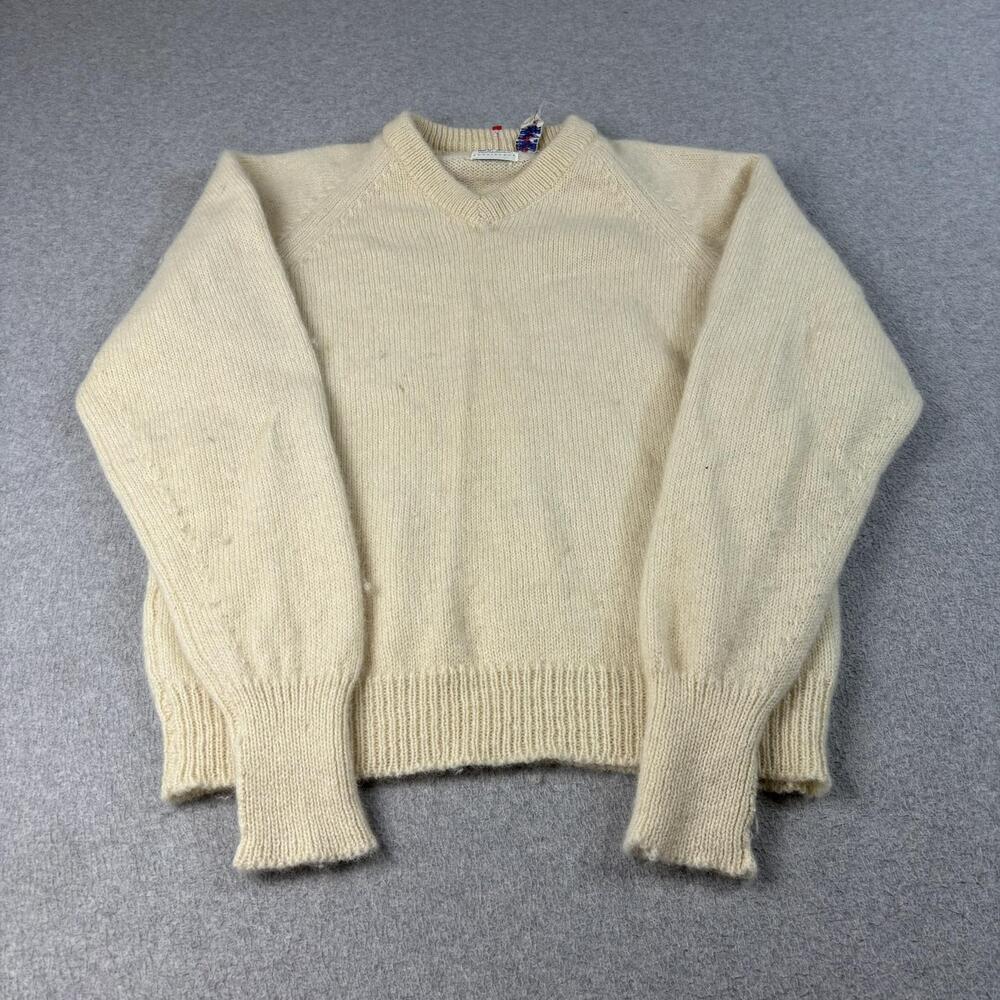 Vintage Allen Solly Lambswool Sweater Men Medium Cream England Heritage READ